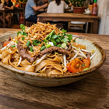 Produktbild Vietnamesische Bandnudeln gebraten mit Rindfleisch